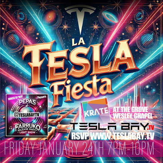 "La Tesla Fiesta" - Cybertruck + S3XY Models DJ Light Show - 'Pepas by Farruko' Release Party