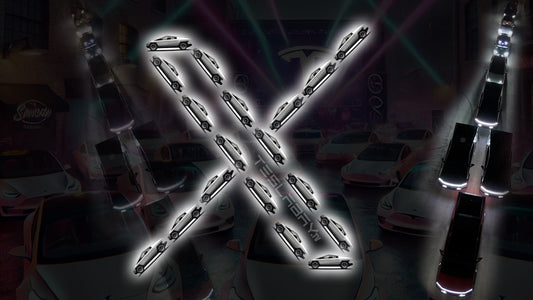 X.com Logo Formation + Cybertruck Rave = Florida Major Tesla Light Show